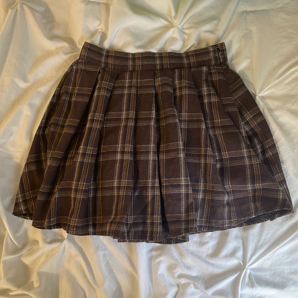 Brown plaid Romwe skirt, size XS